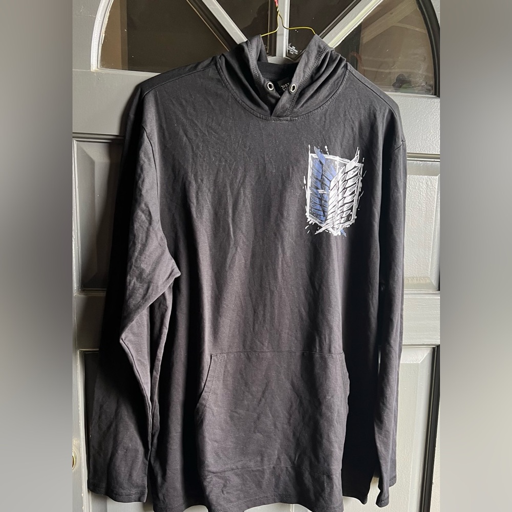 District Charcoal black Long Sleeve Attack on Titan Hoodie Sz 2XL